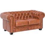 Chesterfield Sofa 2-Sitzer Echtleder braun 155x72x90 cm massivum Vintage Clubsofa englisches Design Wohnzimmer Büro