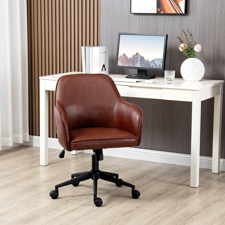MELAYR, Bürostuhl, höhenverstellbar, Drehfunktion, 58.5 cm x 62 cm x 91 cm, Braun – Bild 4