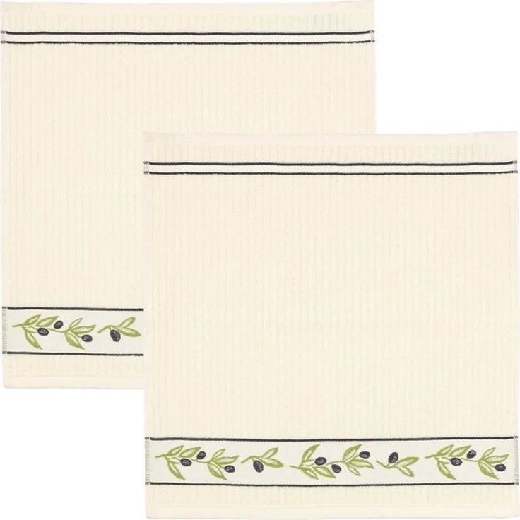Kracht Geschirrtuch Frottier-Geschirrtuch "Olivenzweige" 2er-Pack, Baumwolle Motiv – Bild 2