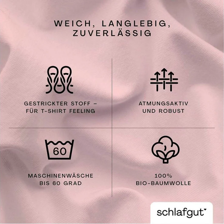 Schlafgut 'Casual' Spannbettlaken, für Matratzen bis 25 cm Höhe, 100% Bio-Baumwolle, Purple Light, L 140x200 cm - 160x200 cm – Bild 2