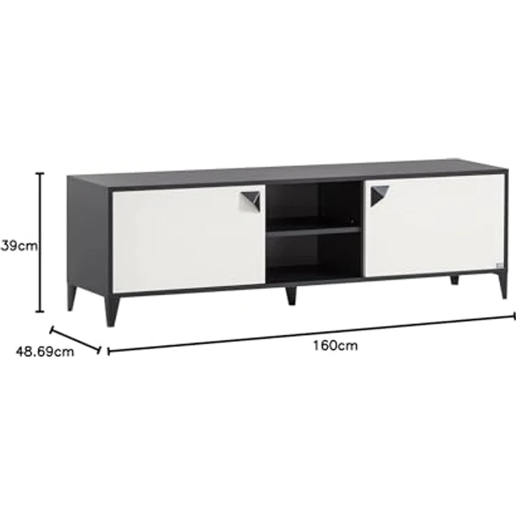 LOOKS by Wolfgang Joop Lowboard Classic, schwarz matt / cremebeige, 160 x 39 x 48,7 cm – Bild 3