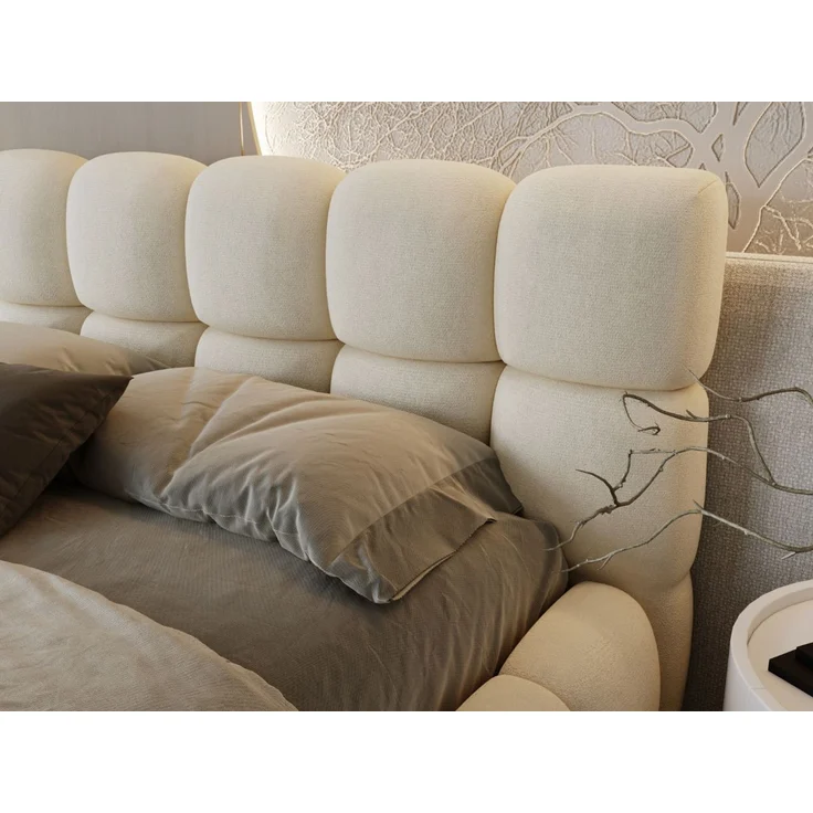 GRAINGOLD Modo Polsterbett 140x200, Doppelbett mit Kopfteil, groß Stauraum, Velour-Stoff, Beige – Bild 6
