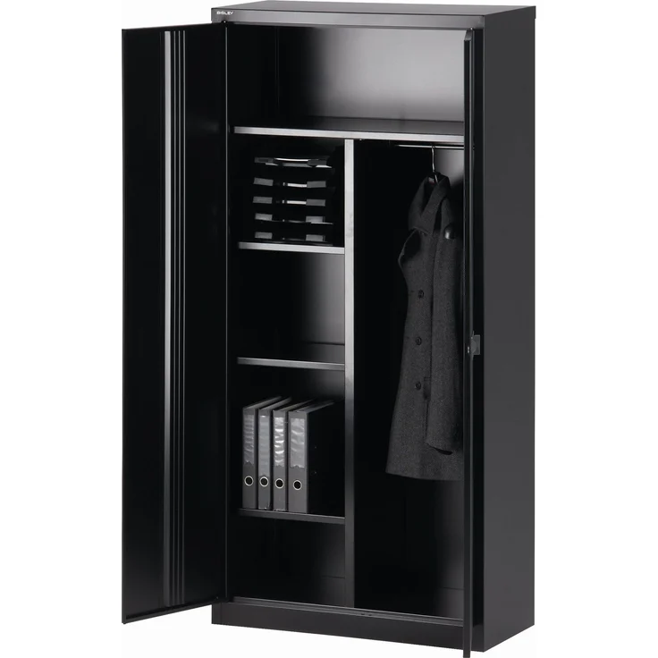 Bisley 'Universal' Flügeltürenschrank, Anthrazit / Lichtgrau, 195 x 40 x 60 cm, Garderobeneinsatz – Bild 4