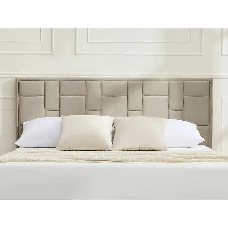 Vente-unique - HERMINE Bettkopfteil und Bettbrücke SamtStoff Schokoladenbraun - B 8 cm x H 110 cm x L 160 cm – Bild 5