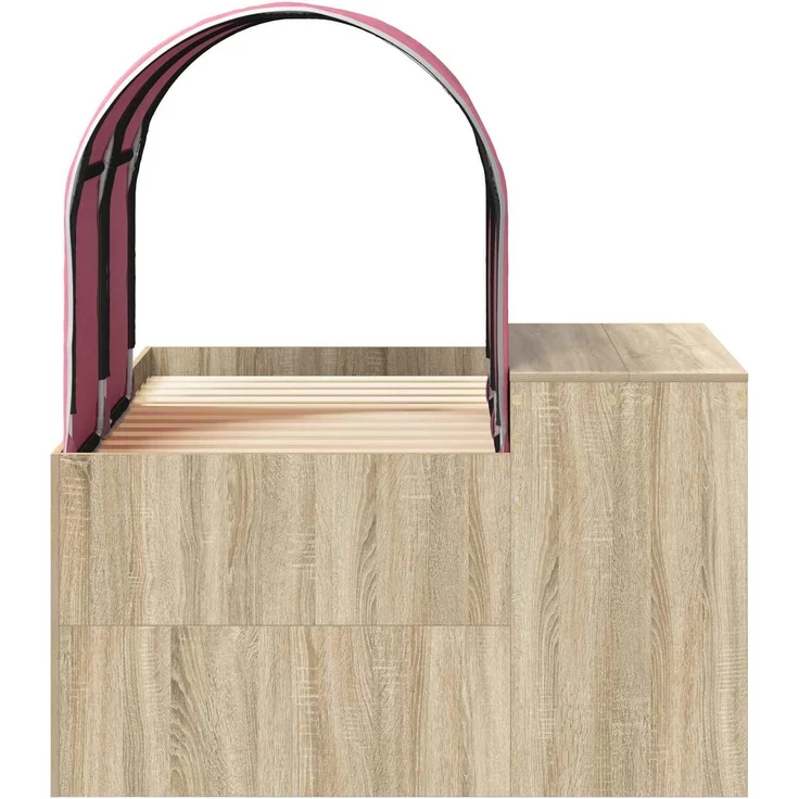 vidaXL Bett mit Tunnel 3 Stk. Artisian Eiche und Pink Holzwerkstoff 3423518 – Bild 7