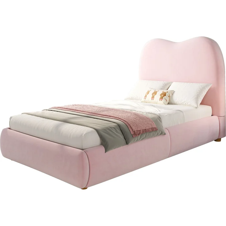 CHICFURN Polsterbett Samt Rosa 90x200 cm mit hydraulischem Stauraum und Lattenrost – Bild 7