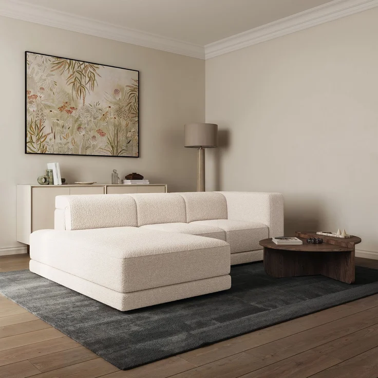 Selsey 'Novals' Ecksofa L-Form, 4-Sitzer, links, Bouclé Creme, 278 cm – Bild 3