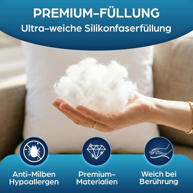 Kissen 40x40 Kopfkissen 4er Set Dekokissen für Bett und Sofa Innenkissen Hypoallergene Sofakissen Anti-Milben Weiche Zierkissen mit Kissenbezug Baumwolle und Polyest. Abnehmbar und Waschmaschinenfest – Bild 4