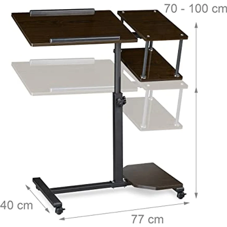 Laptoptisch höhenverstellbar XL, MDF/Stahl, Schwarz, 77x40 x (70-100) cm – Bild 4