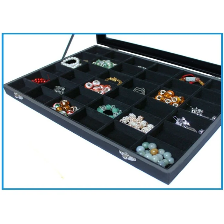 Yudu Schmuckkasten Schmuckkasten Schmucklade Schmucktablett Glasdeckel schwarz – Bild 2