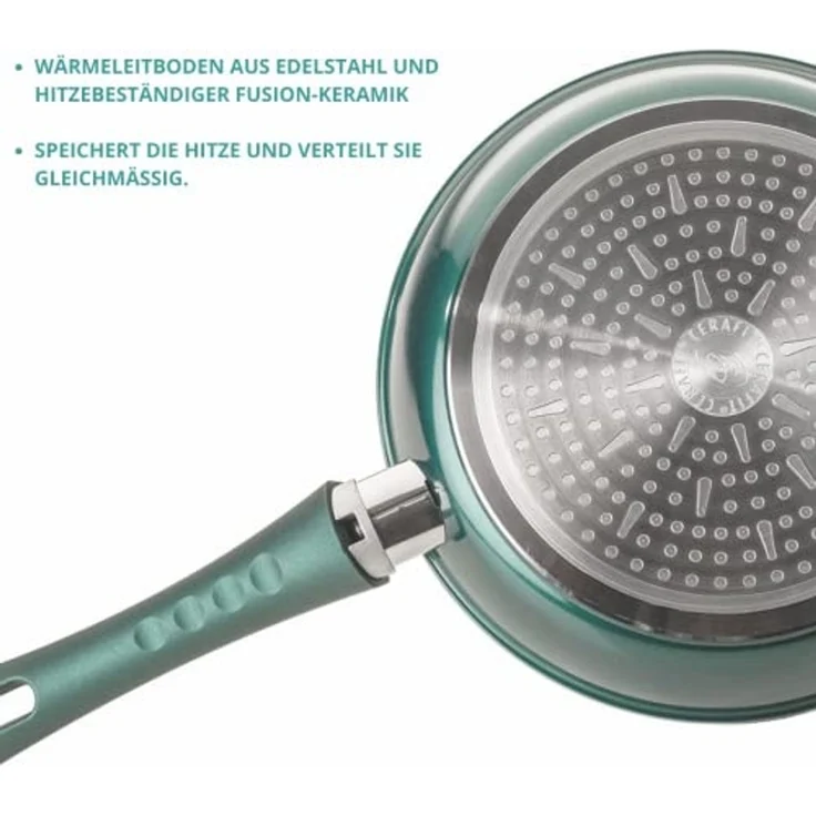 Genius Bratpfanne Cerafit Fusion Induktion Keramik Pfannen, Edelstahl (Set, 3 Bratpfannen Ø 28 cm 24cm 20 cm), Antihaft Beschichtung kratzfest Lotus Effekt – Bild 3