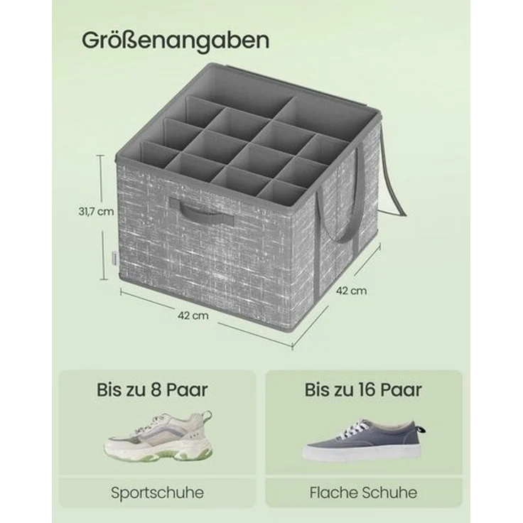 SONGMICS Schuh-Organizer, für bis zu 16 Paar Schuhe, Schuhaufbewahrung, Griffe, transparenter Deckel, für Schlafzimmer Eingangsbereich Kleiderschrank – Bild 5