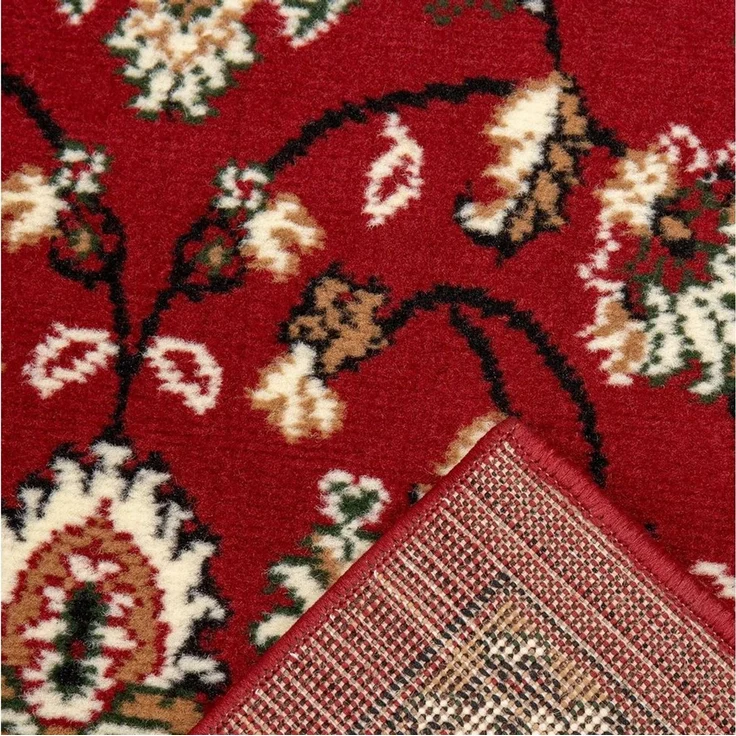 Vimoda Orientteppich Klassischer Teppich Kurzflor in Grün, Beige, Rot & Grau, Rechteckig, Höhe: 6 mm, Kunstvollem Klassik Muster Blumen GRÜN, Braun & Schwarz – Bild 3