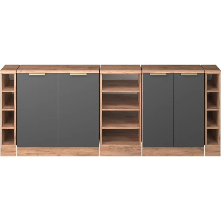 Küchenschrank für Dachschrägen R-Line Anthrazit-Gold 210 cm 5er Set Schrankkorpuss 60 cm Tiefe Vicco – Bild 3