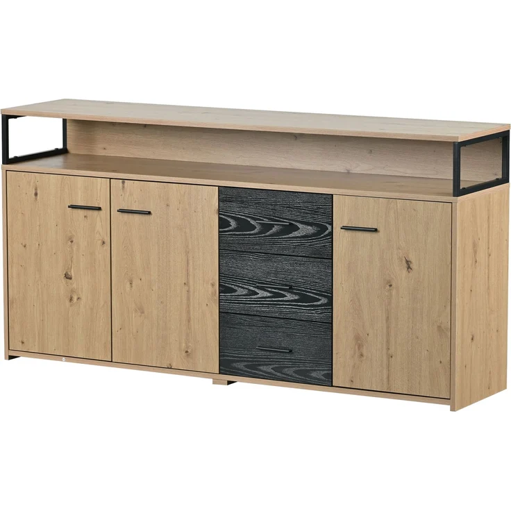 ZUBALIYA Küchenschrank 150x35x75,9 cm, aus Spanplatte, Schwarzbraun – Bild 15