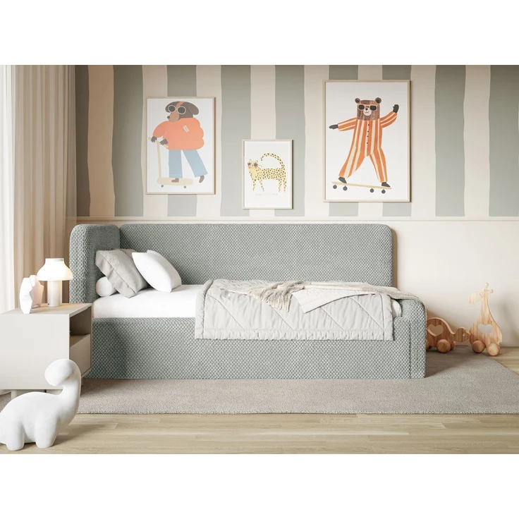 Selsey Fanko –Jugendbett 90x200 cm mit Kopfteil links, Plüsch, Grau – Bild 2