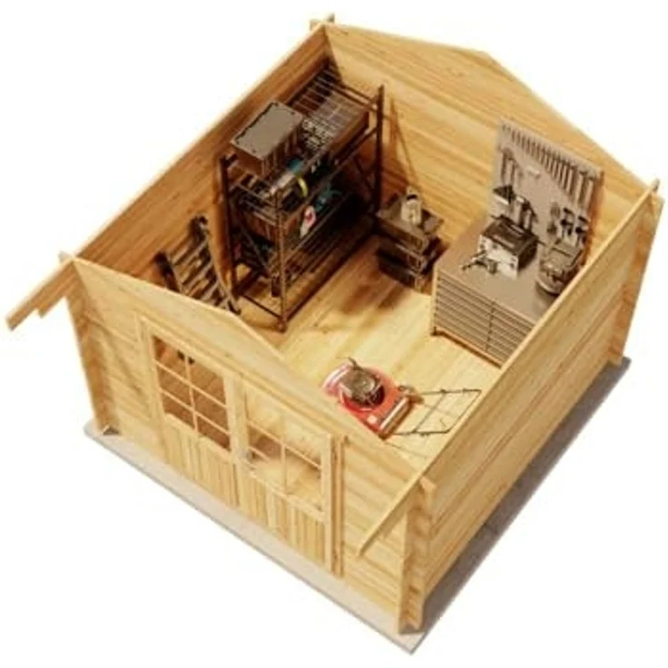 Alpholz Garten- und Gerätehaus Roger Gartenhaus aus Holz in Pinie Holzhaus mit 34 mm Wandstärke Blockbohlenhaus mit Montagematerial – Bild 4