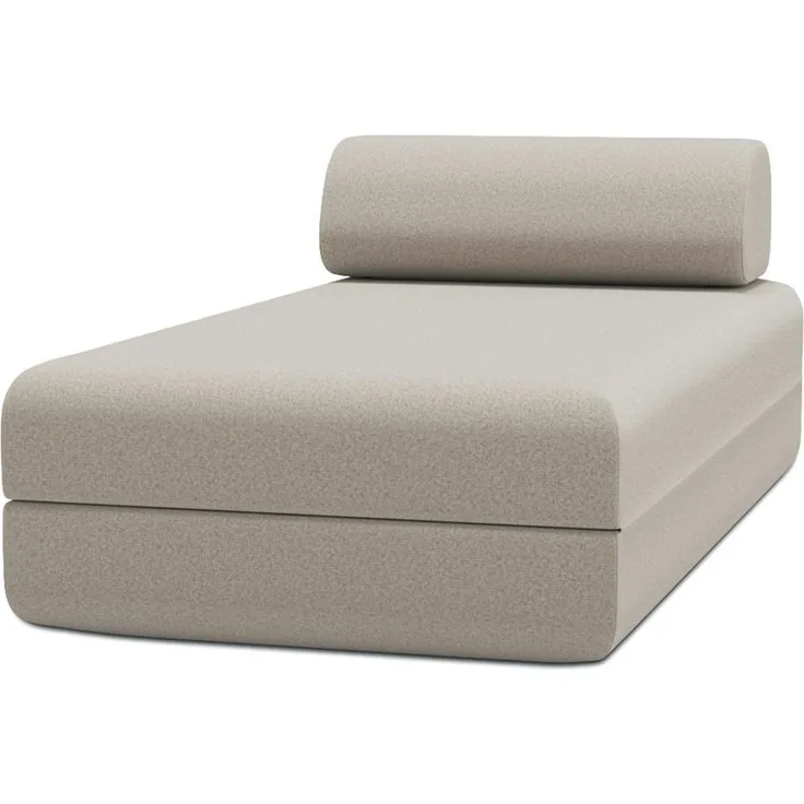 Verwandelbare Chaiselongue aus glattem beigefarbenem Stoff