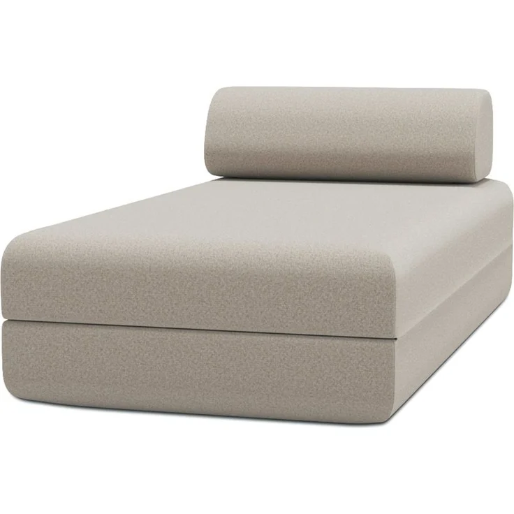 Verwandelbare Chaiselongue aus glattem beigefarbenem Stoff – Bild 1