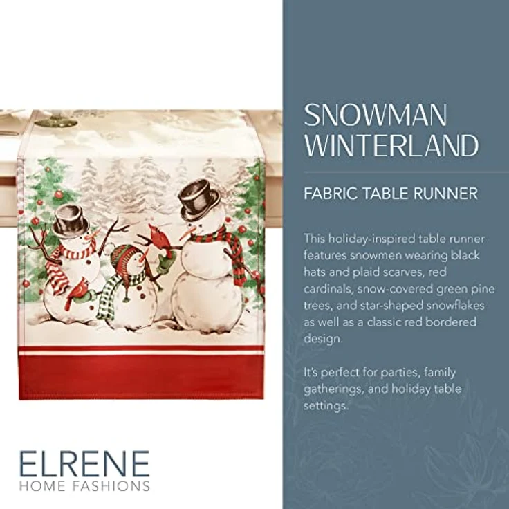 Elrene Home Fashions Snowman Winterland Holiday Snowflake Tischläufer, Bunt, 13"x70" (Table Runner) – Bild 3