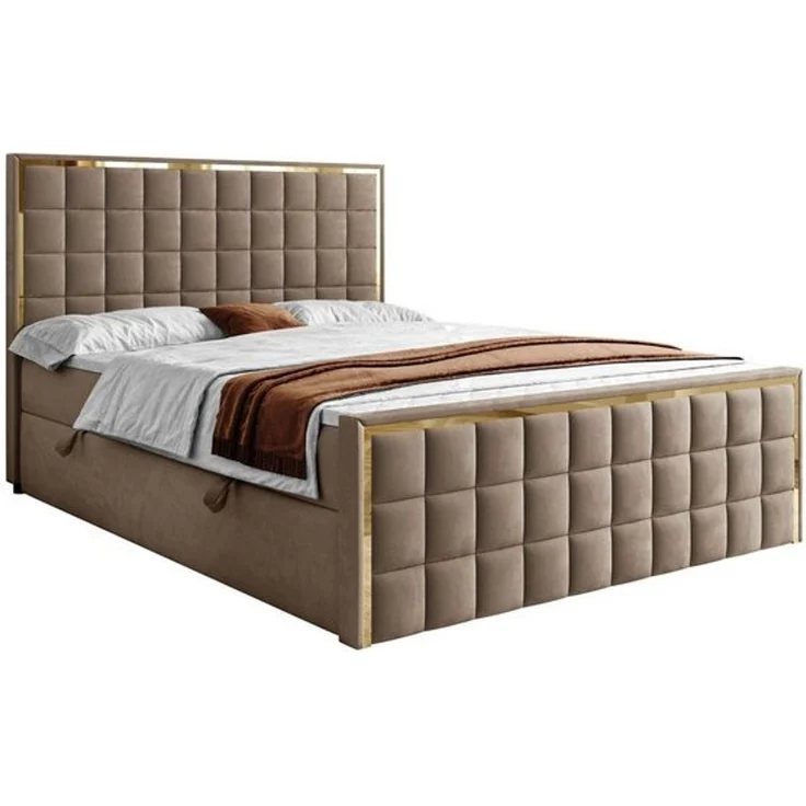 Lookway Boxspringbett ISADORA II GOLD mit zwei Bettkästen für Bettwäsche (Boxspringbett mit Topper), Breite: 140/160/180x200 – Bild 4