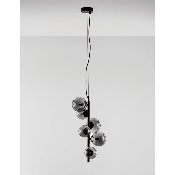 Nova Luce 9028859 ODILLIA Pendelleuchte 6-flammig Schwarz Rauchglas G9 – Bild 3