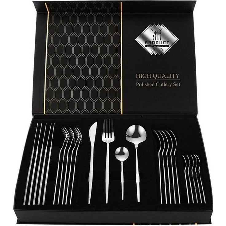 Premium Besteck-Set Silber 6 Personen 24-tlg Edelstahl Essbesteck CF-22126 – Bild 5