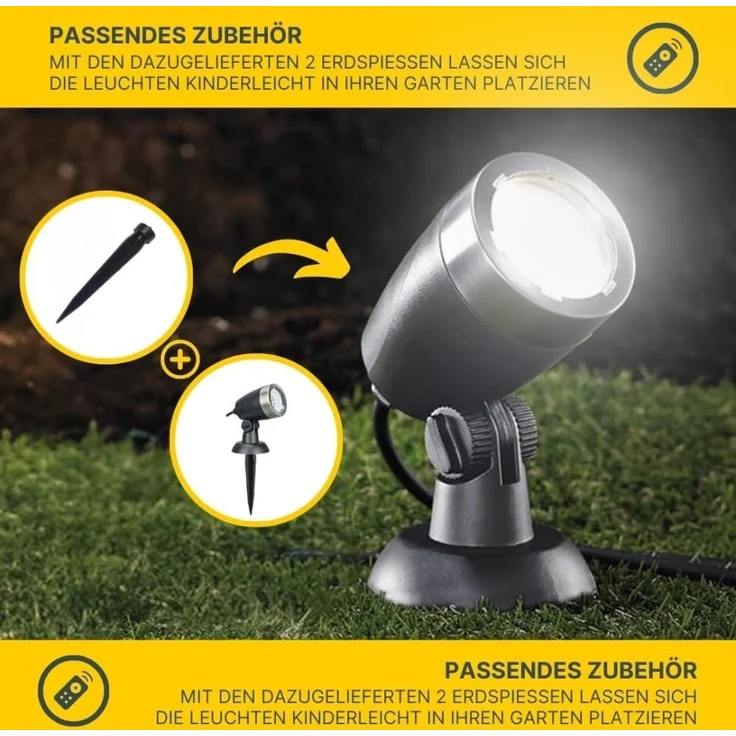 MeLiTec 2er Set LED Gartenstrahler GL11-1 Edelstahl anthrazit – Bild 7
