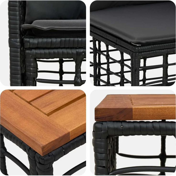 vidaXL Outdoor-Sofagarnitur 6 stk. Schwarz und Dunkelgrau 3437641 – Bild 7