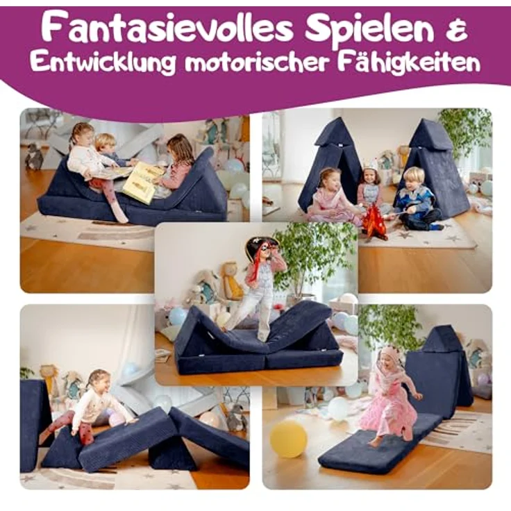 Linodino Kindersofa Spielsofa I aus Schaumstoff Bausteine I Spielcouch für Kinder, 3 Jahre Garantie – Bild 3
