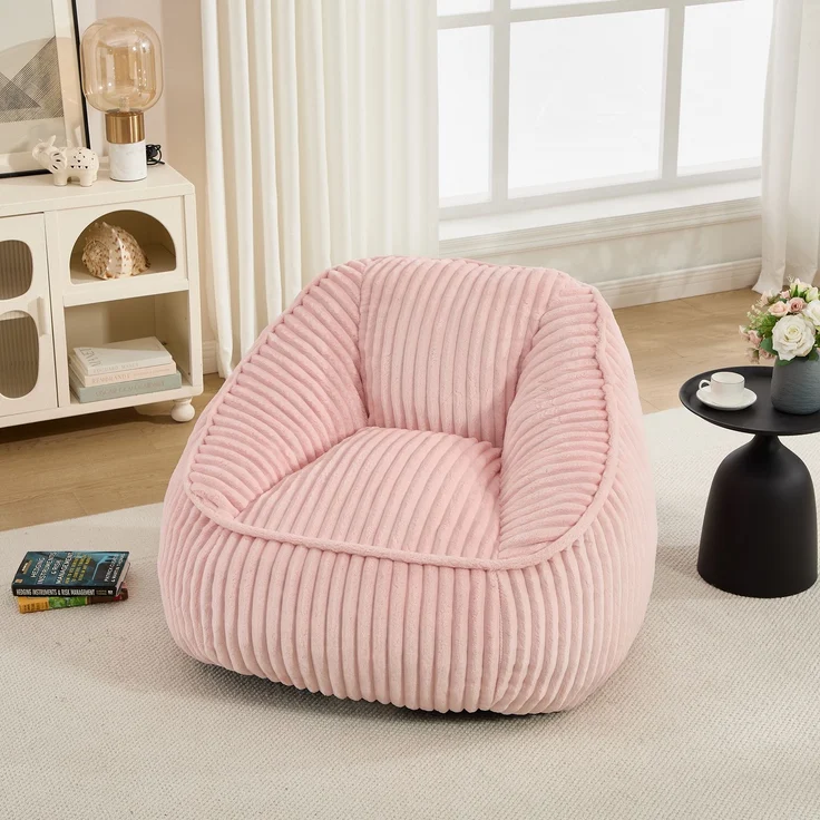 Sitzsack 1 Stück in Pink, Cordbezug mit weicher Schaumstofffüllung,73x98x92 cm – Bild 3