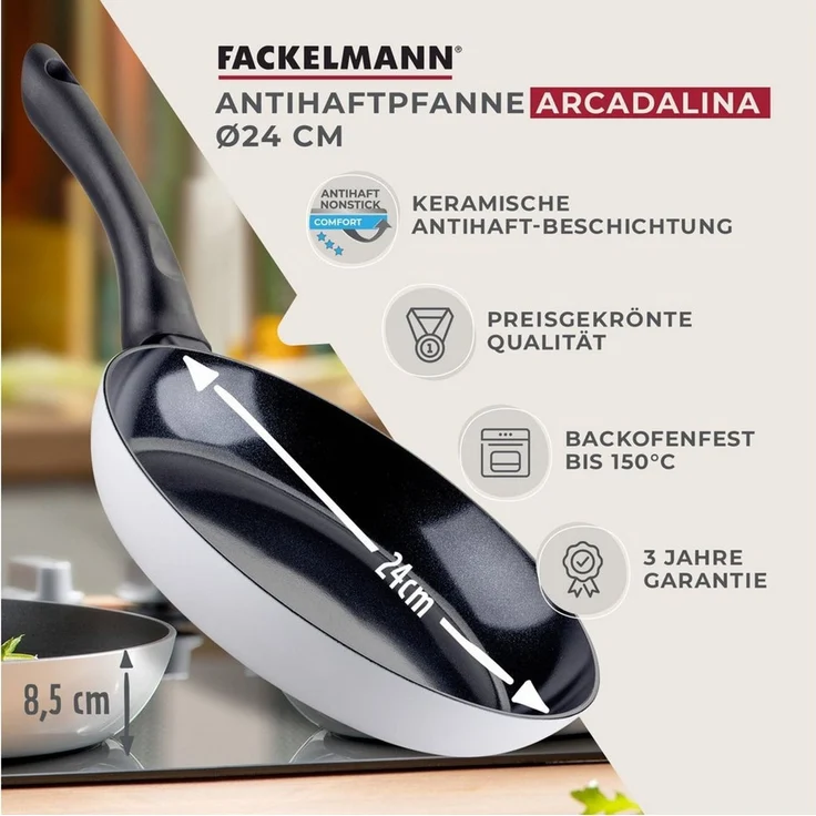 FACKELMANN Bratpfanne Arcadalina 24cm, Keramikbeschichtung antihaft – Bild 1
