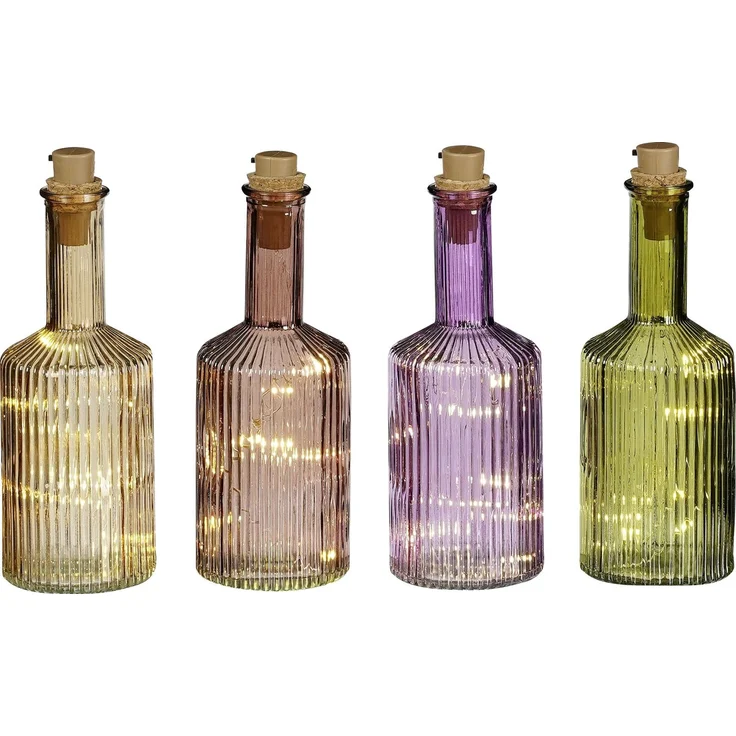 Mica Decorations Flasche Glas Ø 8 x 24 cm mit 10 Led in verschiedenen Farben – Bild 1