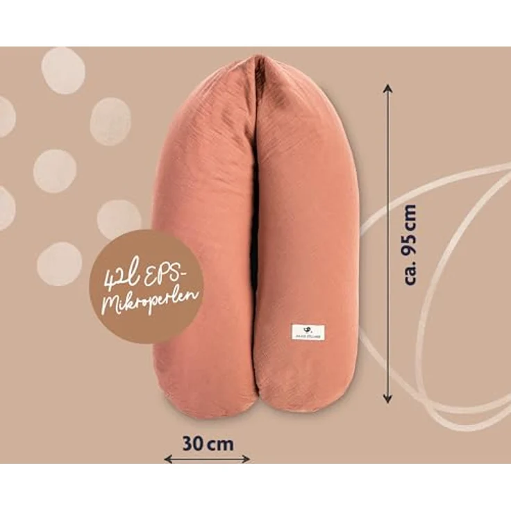 Julius Zöllner Stillkissen Mikroperlen-Füllung, 190 cm mit Bezug aus 100% Baumwollmusselin, Farbe Dune – Bild 4