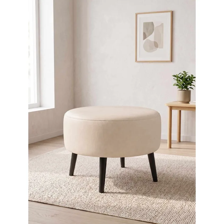 Hanah Home 'Az-Ovl-02-Syh - Cream' Pouffe, Creme, 60 x 42 x 60 cm