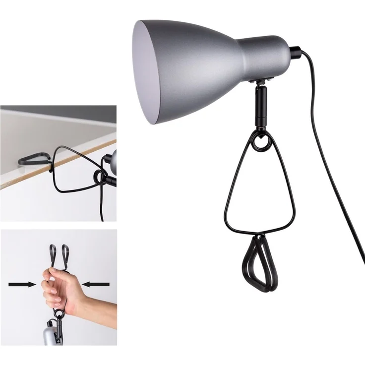 Klemmleuchte Bett Nachttischlampe Klemmlampe mit Stecker Kabel Silber 3194959 – Bild 6