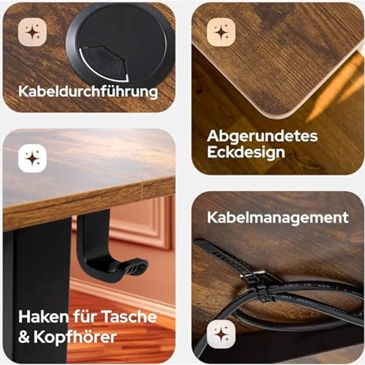 Arebos Schreibtisch Computer-Bürotisch 120 x 60 cm, elektrisch Memory-Funktion, 72-118 cm höhenverstellbar, Hebekapazität: 50 kg – Bild 8