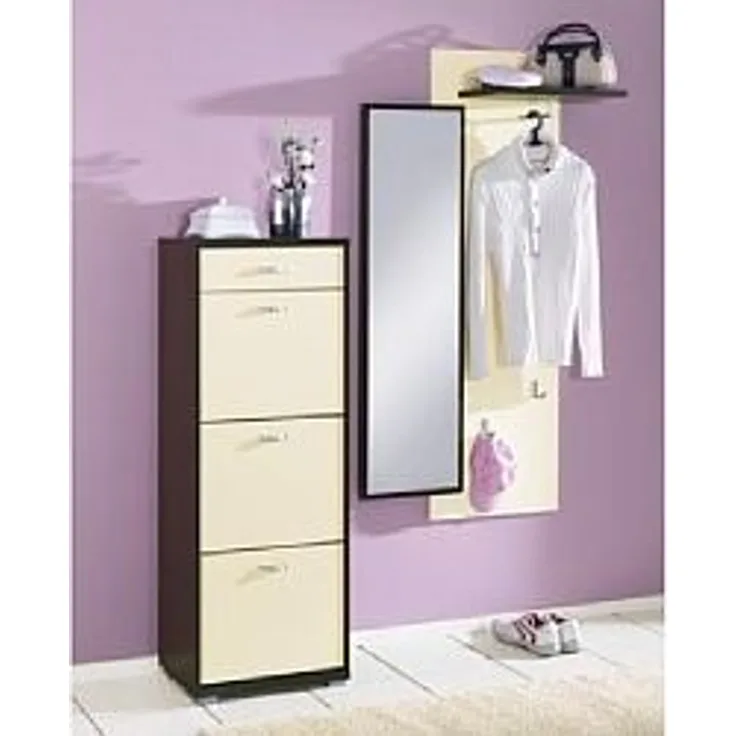 Garderoben-Set, Garderobe, Schuhschrank wenge-vanille