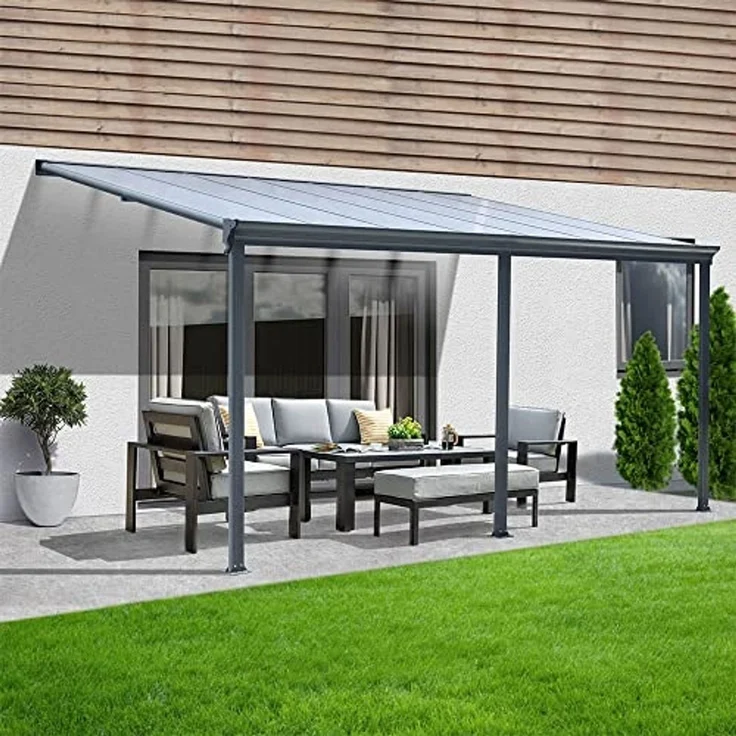 HOME DELUXE 'SOLIS' Terrassenüberdachung, Aluminium grau, 495 x 303 x 226/278cm – Bild 2