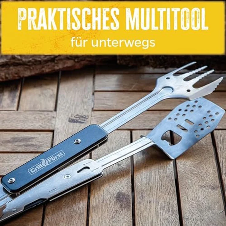 Grillfürst Grillzange Grillfürst BBQ - Multitool - 4in1 Grillbesteck, BBQ Tool, Outdoor Grillbesteck – Bild 2