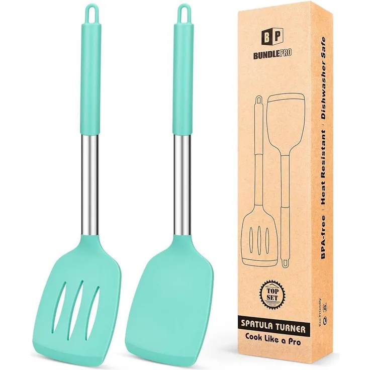 2er Pack Silikon Pfannenwender Antihaft BPA-frei Grün
