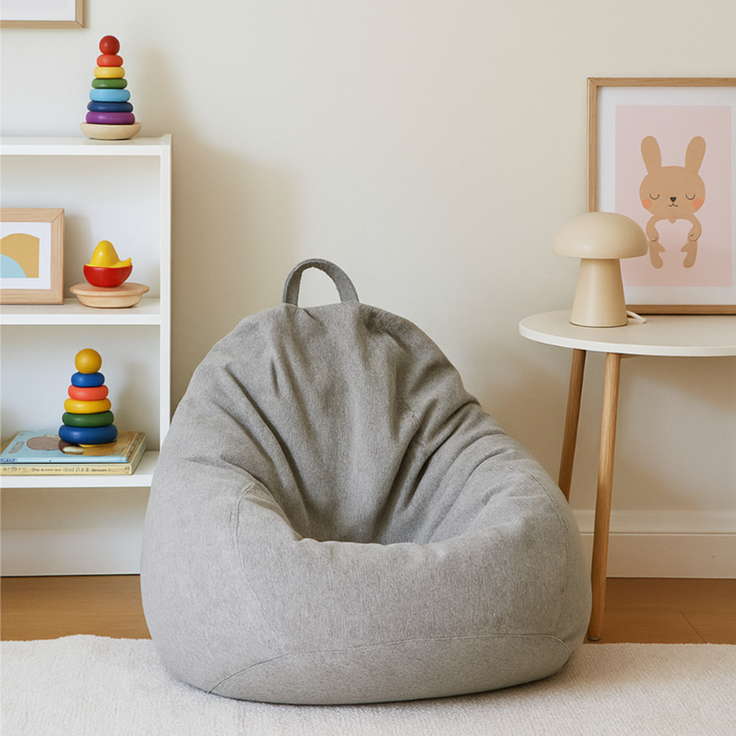 AD.CON Sitzsack mit Füllung, Hellgrau, 70 x 80 x 50 120L, Styropor-Regranulat – Bild 2
