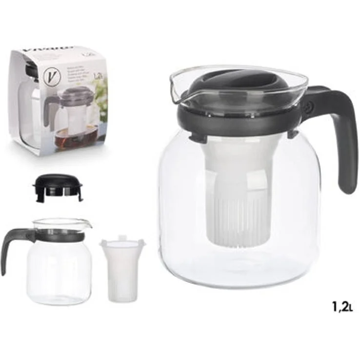 Teekanne Glaskanne 1200ml mit Teesieb Deckel und Griff eleganter Teegenuss – Bild 9