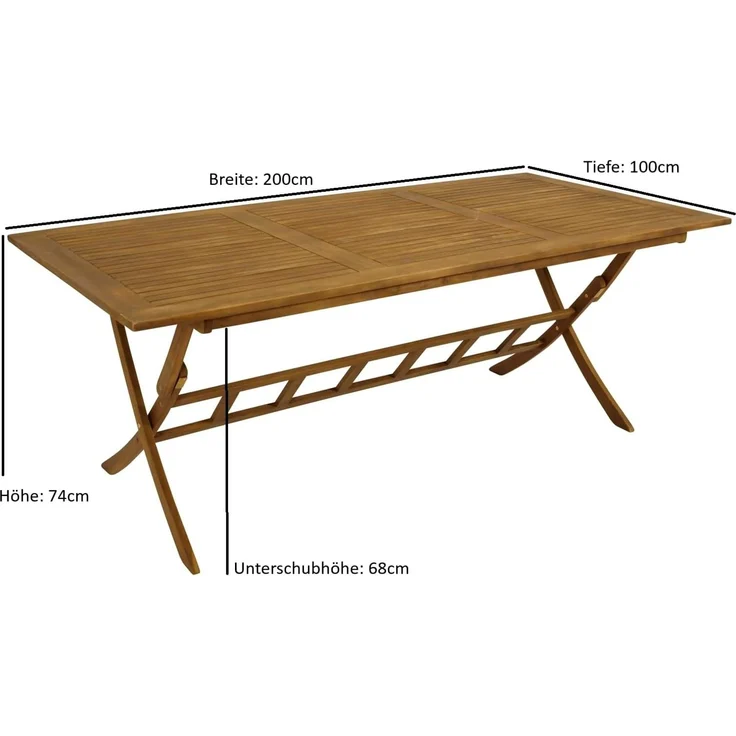 DEGAMO PARAIBA Garten-Klapptisch, Holz Akazie, braun, 200x100cm – Bild 2
