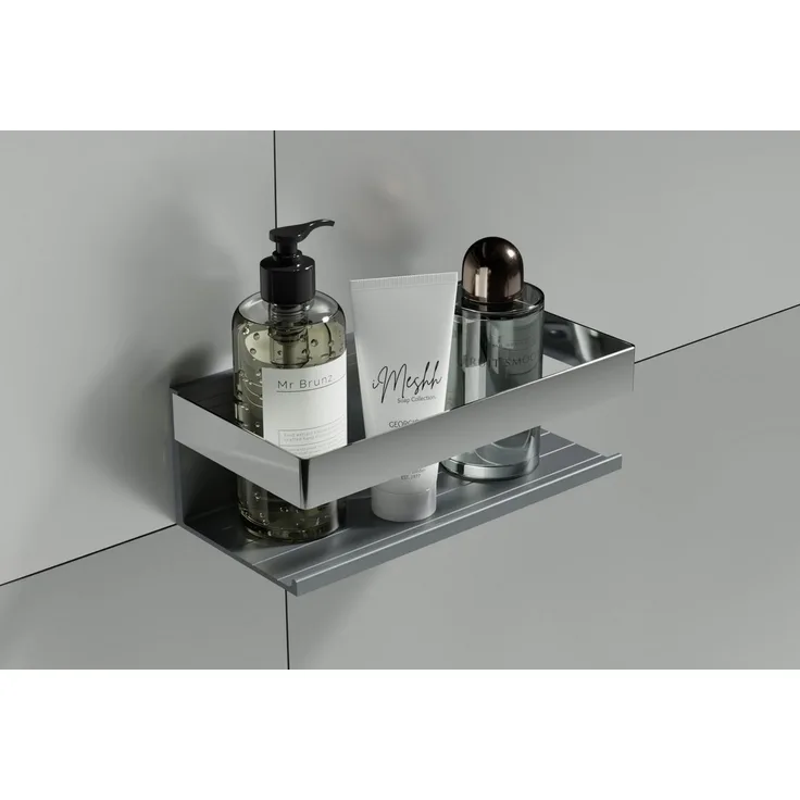 Bernstein Duschkorb DK319 (Badregal / Duschkorb / Duschregal / Ablage für die Dusche / Duschabstellfläche / mit Ablaufschlitz und Duschabzieher / mit Abzieher / Korb, Breite 22 cm / Edelstahl), Farbe wählbar / hochwertig / modernes Design / einfache Mo...