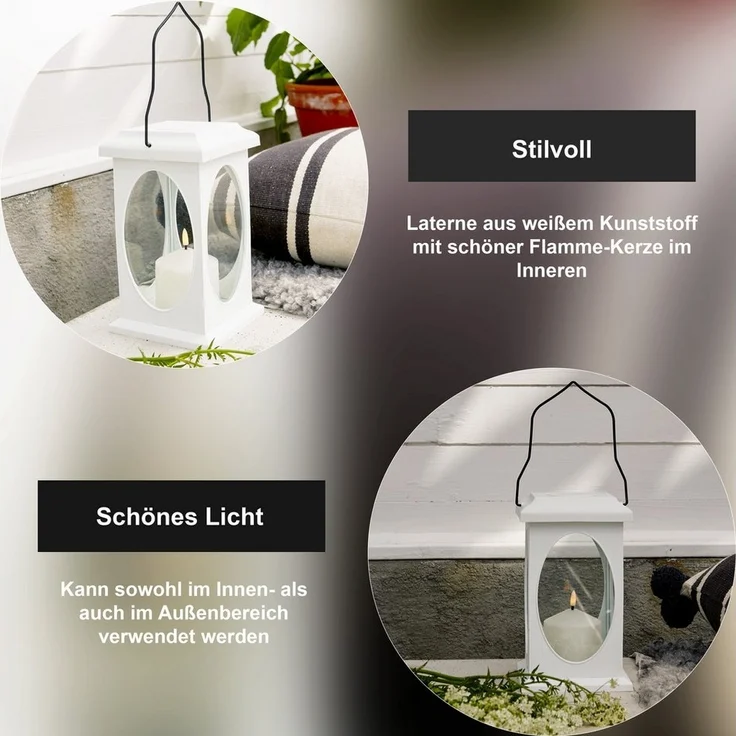 LED-Laterne "Flamme", Farbe: weiß, 23x13,5cm,outd. – Bild 3