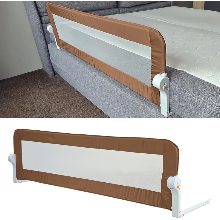Premium Baby Bettgitter Rausfallschutz Braun 150x43cm