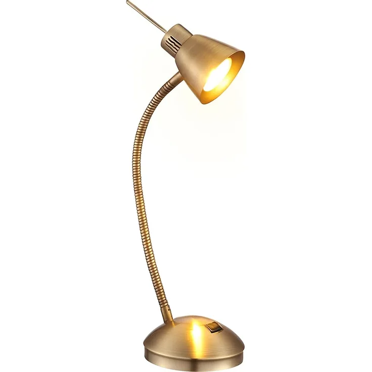 LED Tischleuchte, Metall altmessing, flexibel, H 44 cm