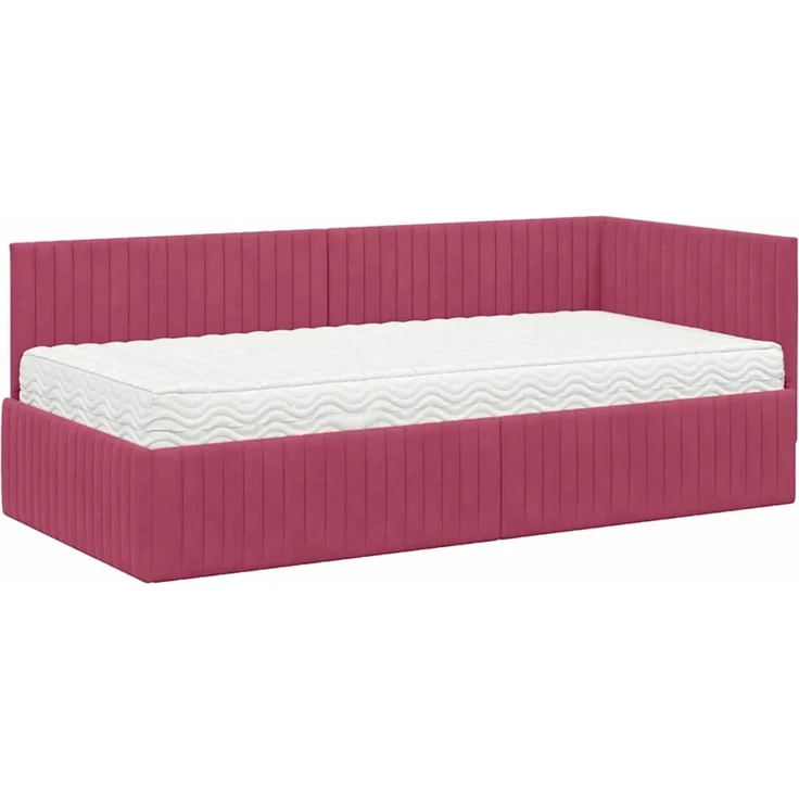 vidaXL Eckbettgestell mit Matratze mit Kopfteil 2 pcs Samt 3393812 – Bild 4