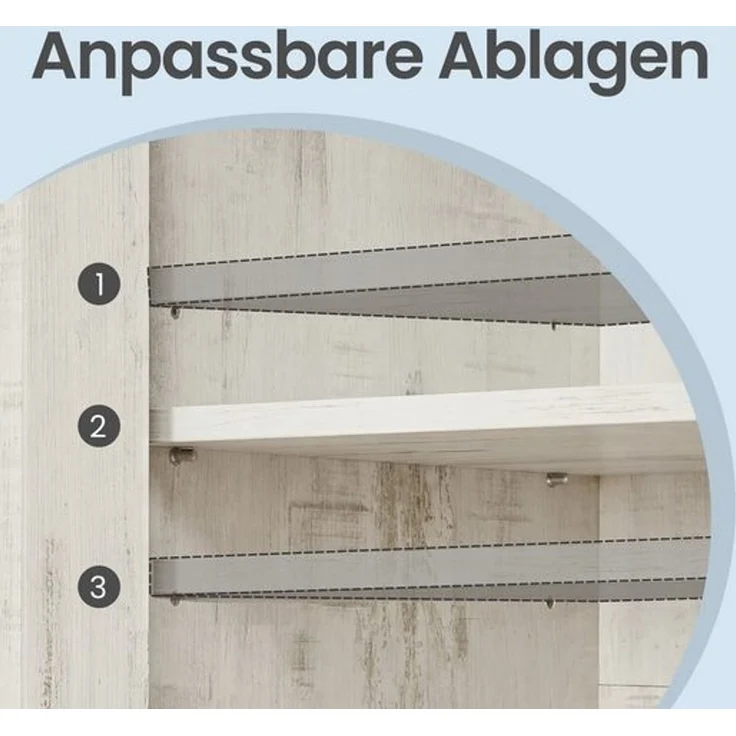 VASAGLE Küchenschrank, 33 x 110 x 75 cm, Aufbewahrungsschrank im Landhausstil, für Esszimmer oder Küche, braun-weiß – Bild 4